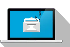Illustration of a Phishing attempt on a laptop screen