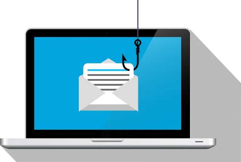 Illustration of a Phishing attempt on a laptop screen